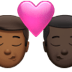 👨🏾‍❤️‍💋‍👨🏿 kiss: man, man, medium-dark skin tone, dark skin tone display on Apple